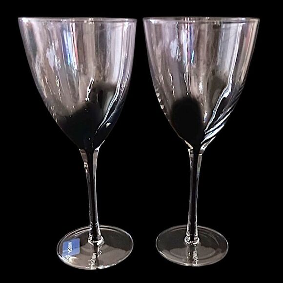 2 Mikasa KYA Smoke Wine Glasses Goblets Red Crystal Elegant Classic Holiday Rare - Picture 11 of 16
